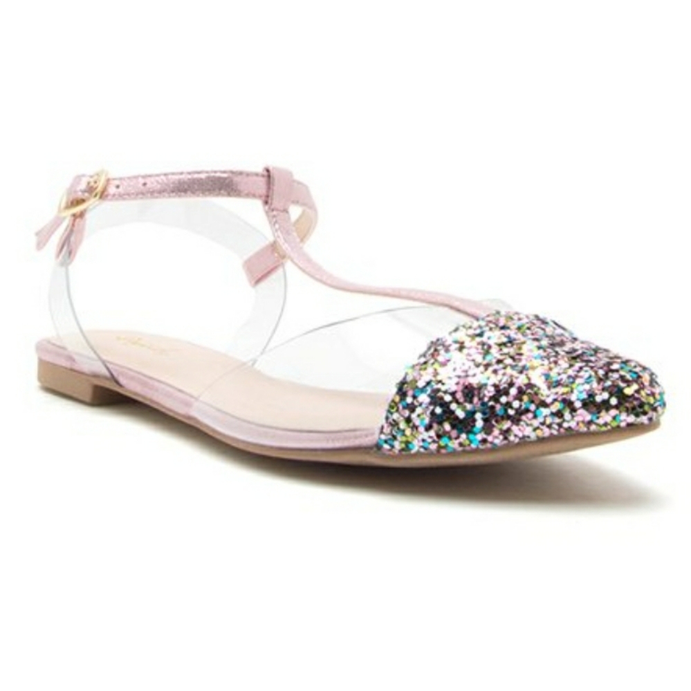 NEW! QUPID POINTED TOE METALLIC BALLET FLATS